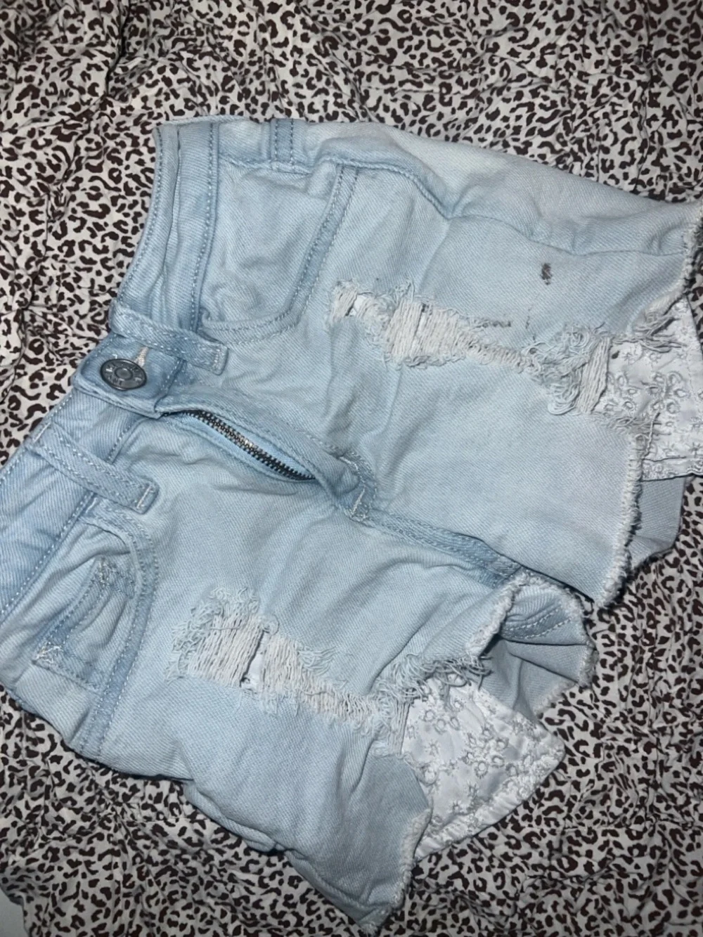 Girls used Justice Light Blue Distressed Denim Jean Shorts